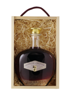 coffret bois carafe liqueur de framboise